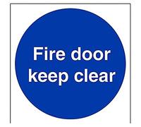 V Safety Fire Door Keep Clear Mandatory Sign - 200mm x 200mm - 1mm Rigid Plastic