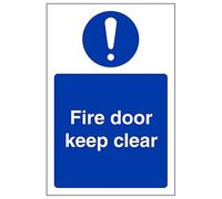 V Safety Fire Door Keep Clear - Portrait 100 x 150 mm - 2mm Rigid Plastic Safety Sign