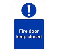 V Safety Fire Door Keep Closed - Portrait 150 x 200mm - 2mm Rigid Plastic Safety Sign