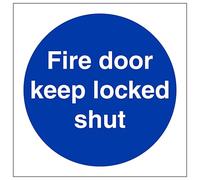 V Safety Fire Door Keep Locked Shut 100 x 100 mm - 2mm Rigid Plastic Safety Sign