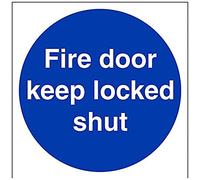V Safety Fire Door Keep Locked Shut Sign - 150mm x 150mm - 1mm Rigid Plastic