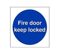 V Safety Fire Door Keep Locked Sign - 100mm x 100mm - Self Adhesive Vinyl