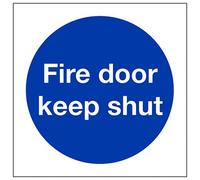 V Safety Fire Door Keep Shut Mandatory Sign - 100 mm x 100 mm - 2 mm Super Strong PETG