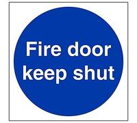 V Safety Fire Door Keep Shut Mandatory Sign - 150mm x 150mm - 1mm Rigid Plastic