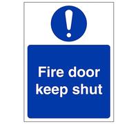 V Safety Fire Door Keep Shut - Portrait 100 x 150 mm - 2mm Super-Tough Rigid Plastic Safety Sign