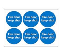 V Safety Fire Door Keep Shut Vinyl Labels On A Sheet 65 mm Dia - Self Adhesive Vinyl - Sheet of 6 Safety Sign