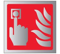V Safety Fire Equipment-Call Point Logo Sign - 100mm x 100mm - 1.6mm Alu Rigid Plastic