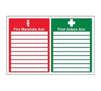 V Safety Fire Equipment - Fire Marshals/First Aiders - 400 X 300MM Safety Sign With Snap Frame