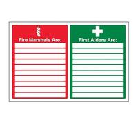 V Safety Fire Equipment - Fire Marshals/First Aiders - 400 X 300MM Safety Sign With Snap Frame