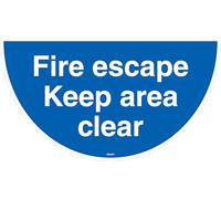 V Safety Fire Escape Keep Area Clear - Semi-Circle - Anti-Slip Floor Sign 620 x 330 mm - Anti-Slip Floor Sticker