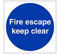 V Safety Fire Escape Keep Clear 200 x 200 mm - 2mm Rigid Plastic Safety Sign