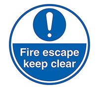 V Safety Fire Escape - Keep Clear - 620x350mm - Half Moon Self Adhesive Floor Sticker