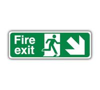 V Safety Fire Exit Arrow Down Right Safety Sign - 450 x 150 mm - RA1 Reflective 3mm Aluminium Composite