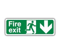 V Safety Fire Exit Arrow Down Safety Sign - 450 x 150 mm - RA2 Reflective 3mm Aluminium Composite