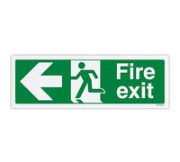 V Safety Fire Exit Arrow Left Safety Sign - 300 x 100 mm - Self-Adhesive Monomeric Vinyl