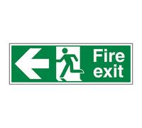 V Safety Fire Exit Arrow Left Safety Sign - Rigid Plastic - 450X150mm (X3)