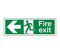 V Safety Fire Exit Arrow Left Sign - 300 mm x 100 mm - 2 mm Super Strong PETG