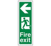 V Safety Fire Exit Arrow Left Sign - Portrait - Rigid Plastic - 200X600mm (X3)