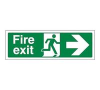 V Safety FIRE EXIT ARROW RIGHT - 300X100MM - 2MM RIGID PLASTIC PACK OF 10