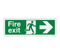 V Safety Fire Exit Arrow Right Safety Sign - 300 x 100 mm - Economy 0.5mm Polypropylene Sign with Mount Film