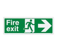 V Safety Fire Exit Arrow Right Safety Sign - 450 x 150 mm - Economy 0.5mm Polypropylene Sign with Mount Film