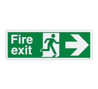 V Safety Fire Exit Arrow Right Safety Sign - 450 x 150 mm - Self-Adhesive Monomeric Vinyl