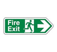 V Safety Fire Exit Arrow Right - Shaped Sign 300 x 100 mm - 3mm Brushed Aluminium Composite Safety Sign