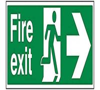 V Safety Fire Exit Arrow Right Sign - 600mm x 200mm - Self Adhesive Vinyl