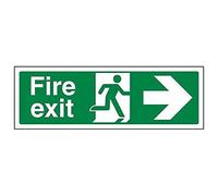 V Safety Fire Exit Arrow Right Sign - Landscape - 300mm x 100mm - 2mm Rigid Plastic, 14004AX-R2