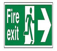 V Safety Fire Exit Arrow Right Sign - Landscape - 450 mm x 150 mm - Self Adhesive Vinyl Safety Sign