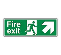 V Safety Fire Exit Arrow Up And Right Sign - 600mm x 200mm - Self Adhesive Vinyl