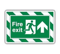 V Safety Fire Exit Arrow Up - ExtraViz 350 x 250 mm - Glow In The Dark 1mm Rigid Plastic Safety Sign