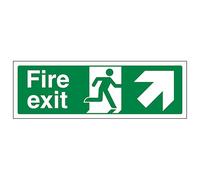V Safety Fire Exit Arrow Up Right 450 x 150 mm - 2mm Rigid Plastic Safety Sign