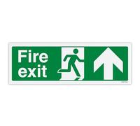 V Safety Fire Exit Arrow Up Safety Sign - 300 x 100 mm - Economy 0.5mm Polypropylene Sign with Mount Film