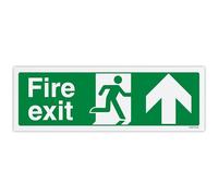 V Safety Fire Exit Arrow Up Safety Sign - 300 x 100 mm - Self-Adhesive Monomeric Vinyl