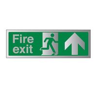 V Safety Fire Exit Arrow Up Sign - 450mm x 150mm - Self Adhesive Alu Effect