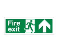 V Safety Fire Exit Arrow Up Sign - Landscape - 300mm x 100mm - 2mm Rigid Plastic