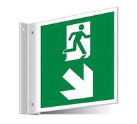 V Safety Fire Exit Down Right/Left Corridor Sign 150 x 150 mm - 3mm Indoor Palboard Safety Sign
