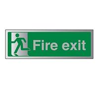 V Safety Fire Exit-Final Fire Exit Man Left Sign - 450mm x 150mm - 1.6mm Alu Rigid Plastic