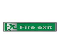 V Safety Fire Exit-Final Fire Exit Man Left Sign - 600mm x 200mm - 1.6mm Alu Rigid Plastic