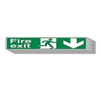V Safety Fire Exit - Fire Exit Arrow Down - 450 x 150mm - Pack of 10
