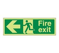 V Safety FIRE EXIT - FIRE EXIT ARROW LEFT - 300 X 100MM PACK OF 10