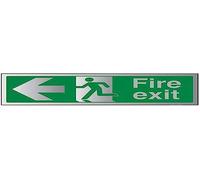 V Safety Fire Exit-Fire Exit Arrow Left Sign - 600mm x 200mm - 1.6mm Alu Rigid Plastic