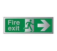 V Safety Fire Exit-Fire Exit Arrow Right Sign - 450mm x 150mm - 1.6mm Alu Rigid Plastic