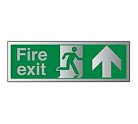 V Safety Fire Exit-Fire Exit Arrow Up Sign - 300mm x 100mm - 1.6mm Alu Rigid Plastic