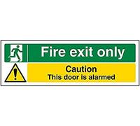 V Safety Fire Exit - Fire Exit Only/Door Alarmed - 300 X 100mm