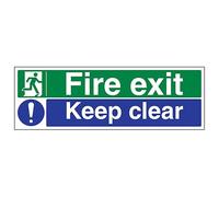 V Safety Fire Exit/Keep Clear 600 x 200 mm - 3mm Aluminium Composite Safety Sign