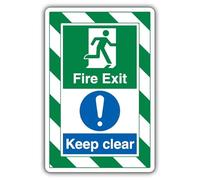 V Safety Fire Exit/Keep Clear - ExtraViz 250 x 350 mm - Glow In The Dark 1mm Rigid Plastic Safety Sign