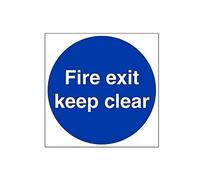 V Safety Fire Exit Keep Clear Mandatory Sign - 400mm x 400mm - Self Adhesive Vinyl