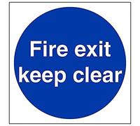 V Safety Fire Exit Keep Clear Mandatory Sign - Square - 200mm x 200mm - 2mm Rigid Plastic